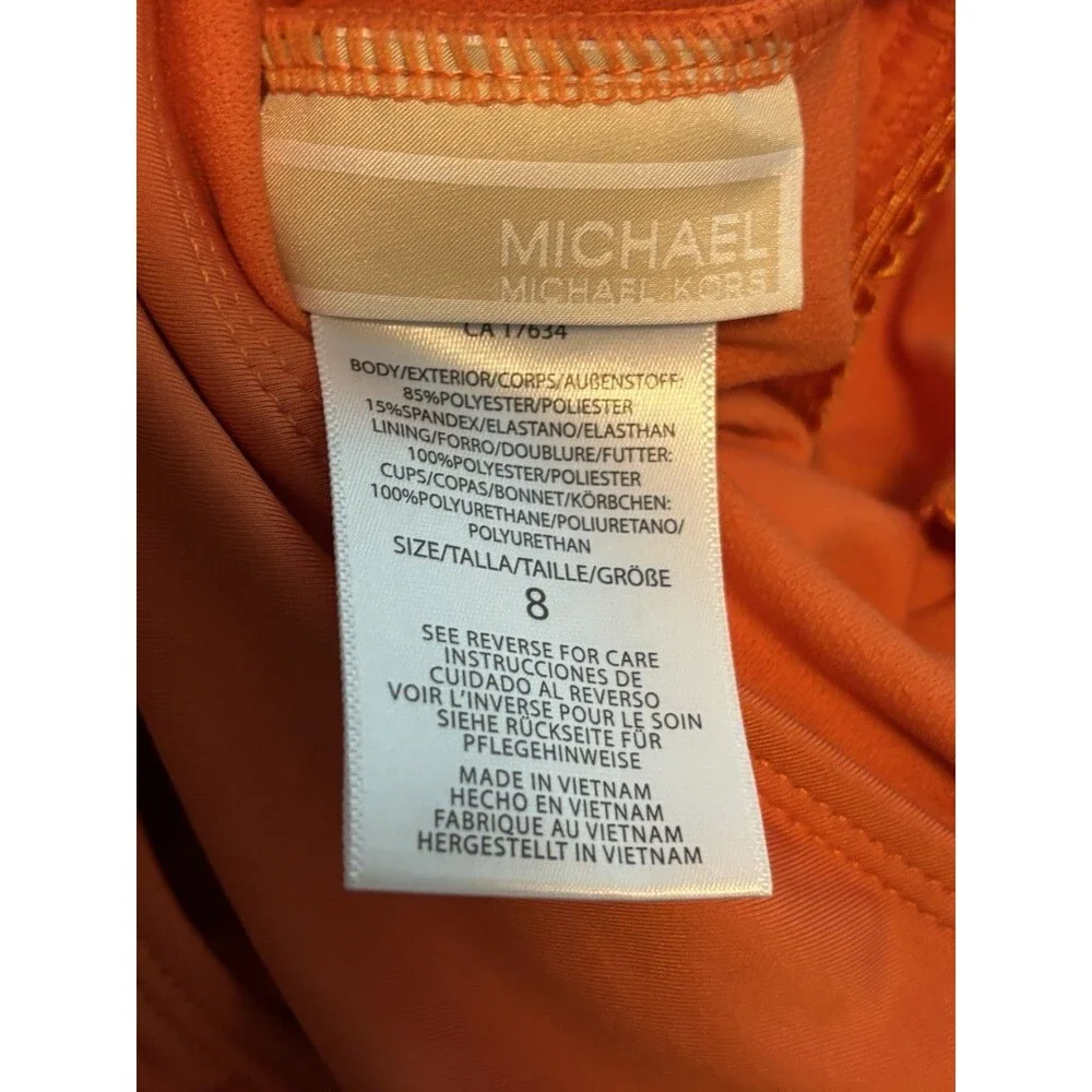 NEW Michael Kors Swimsuit Women Sz 8 Monokini grommet One Shoulder Orange $118